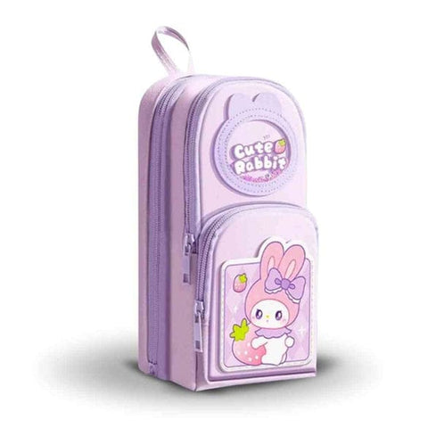 Cute Rabbit Theme Stationary Pencil Pouch-Purple
