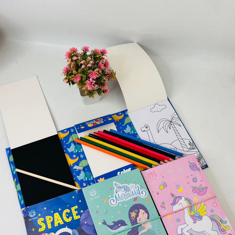 Coloring Book Set with Scratch Book for Kids