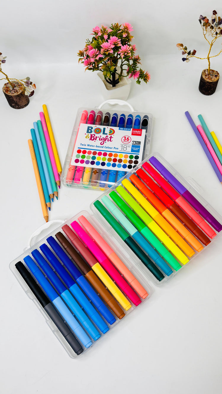 Bold & Bright Twin Water-Based Colour Pens-36 Colours