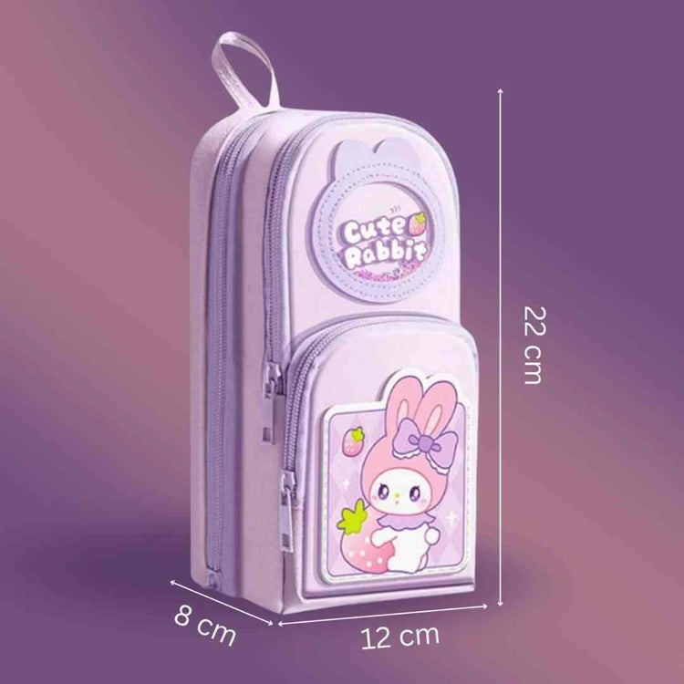 Cute Rabbit Theme Stationary Pencil Pouch-Purple