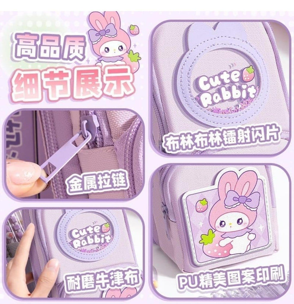 Cute Rabbit Theme Stationary Pencil Pouch-Purple