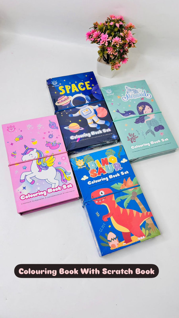 Coloring Book Set with Scratch Book for Kids