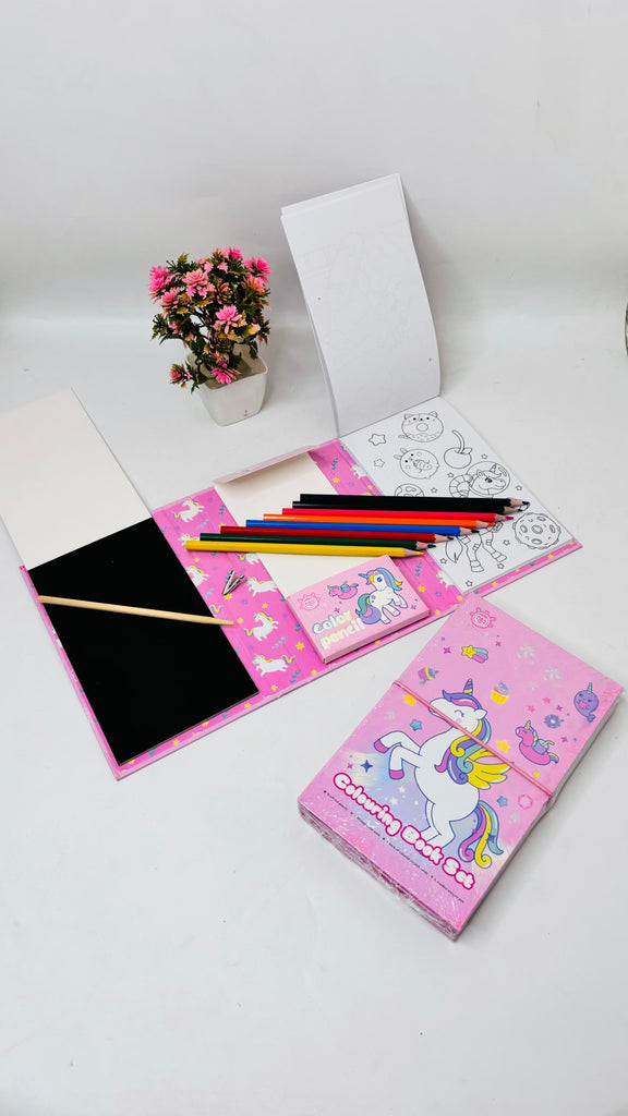 Coloring Book Set with Scratch Book for Kids