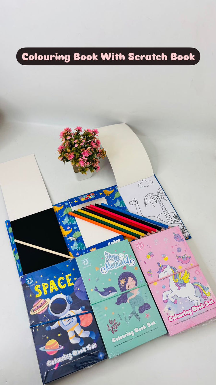 Coloring Book Set with Scratch Book for Kids