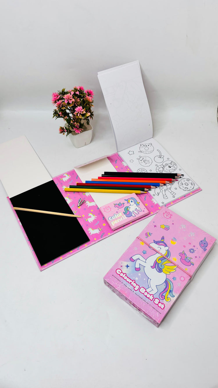 Coloring Book Set with Scratch Book for Kids