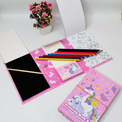 Coloring Book Set with Scratch Book for Kids