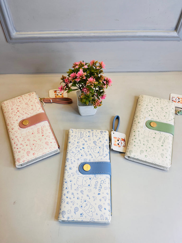 Schoolish Cat Pattern Wallet For Women & Girls