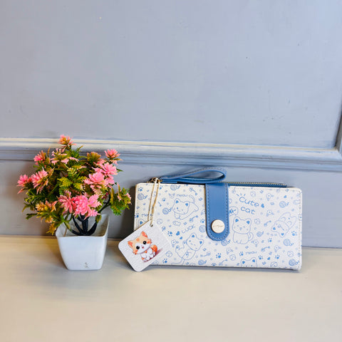 Schoolish Cat Pattern Wallet For Women & Girls