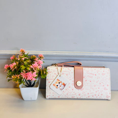 Schoolish Cat Pattern Wallet For Women & Girls