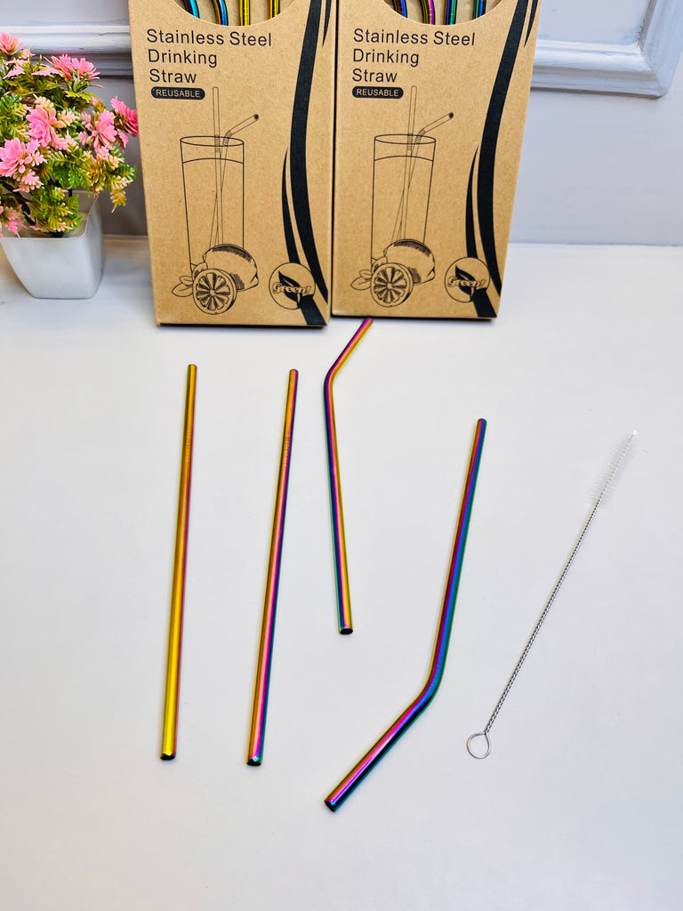 Rainbow Stainless Steel Straw | Reusable Straws for Drinking | Metal Straws for Drinking