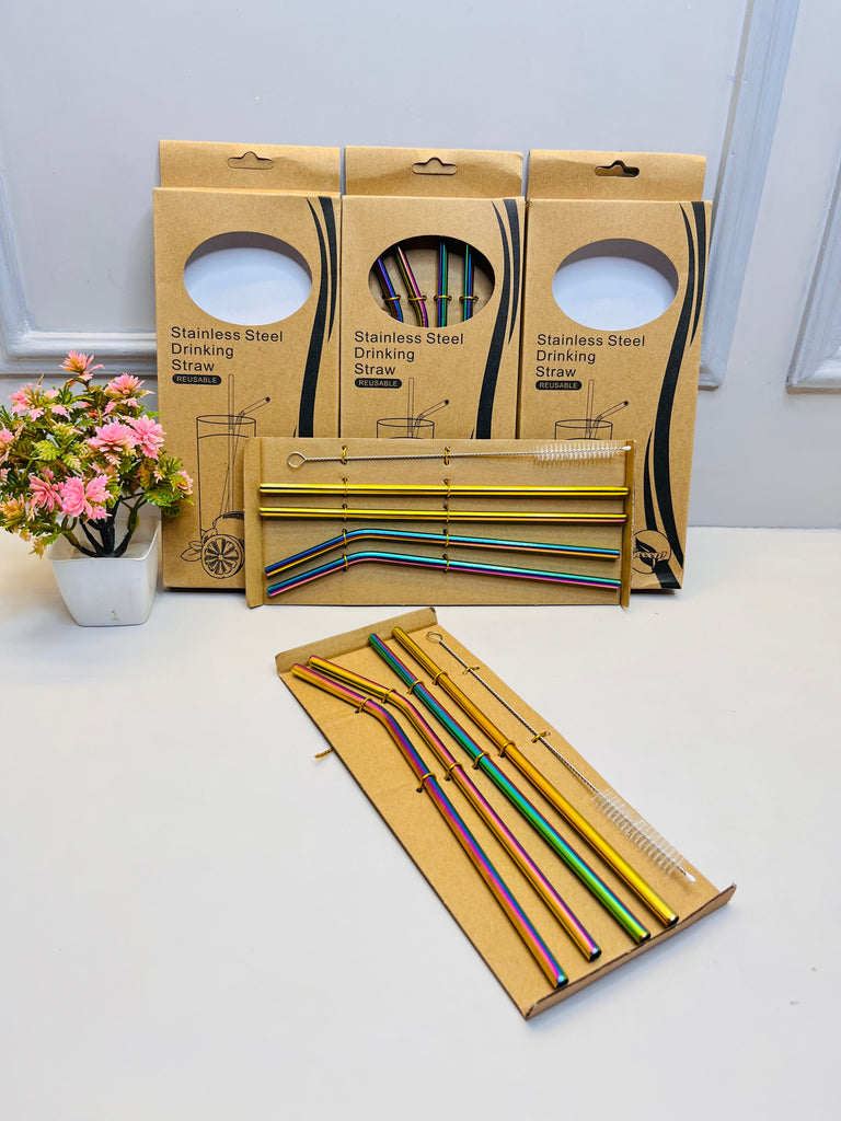 Rainbow Stainless Steel Straw | Reusable Straws for Drinking | Metal Straws for Drinking
