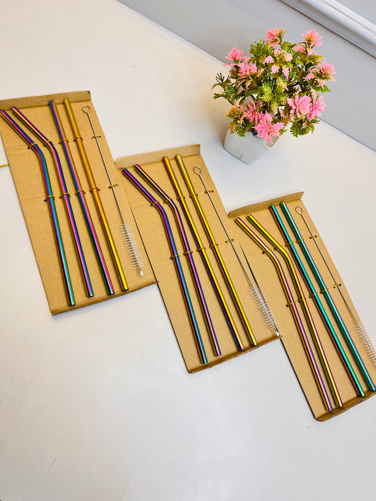 Rainbow Stainless Steel Straw | Reusable Straws for Drinking | Metal Straws for Drinking