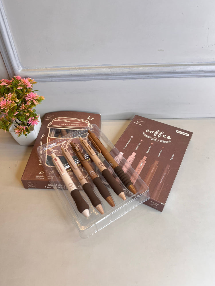 Set of 5 Coffee Theme Gel Pens for Writing