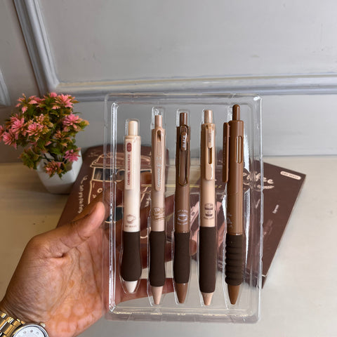 Set of 5 Coffee Theme Gel Pens for Writing