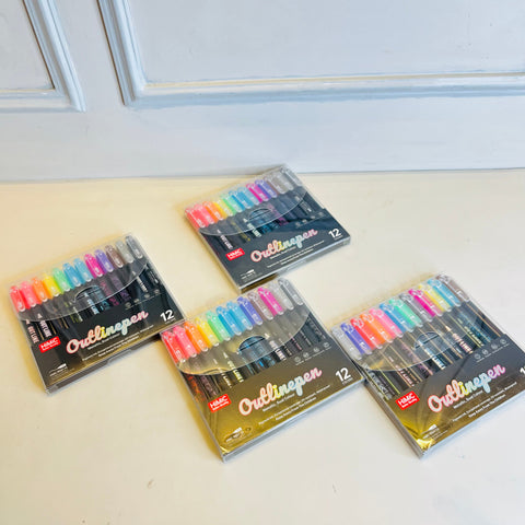 12 Colours Metalic Outline Markers