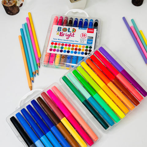 Bold & Bright Twin Water-Based Colour Pens-36 Colours