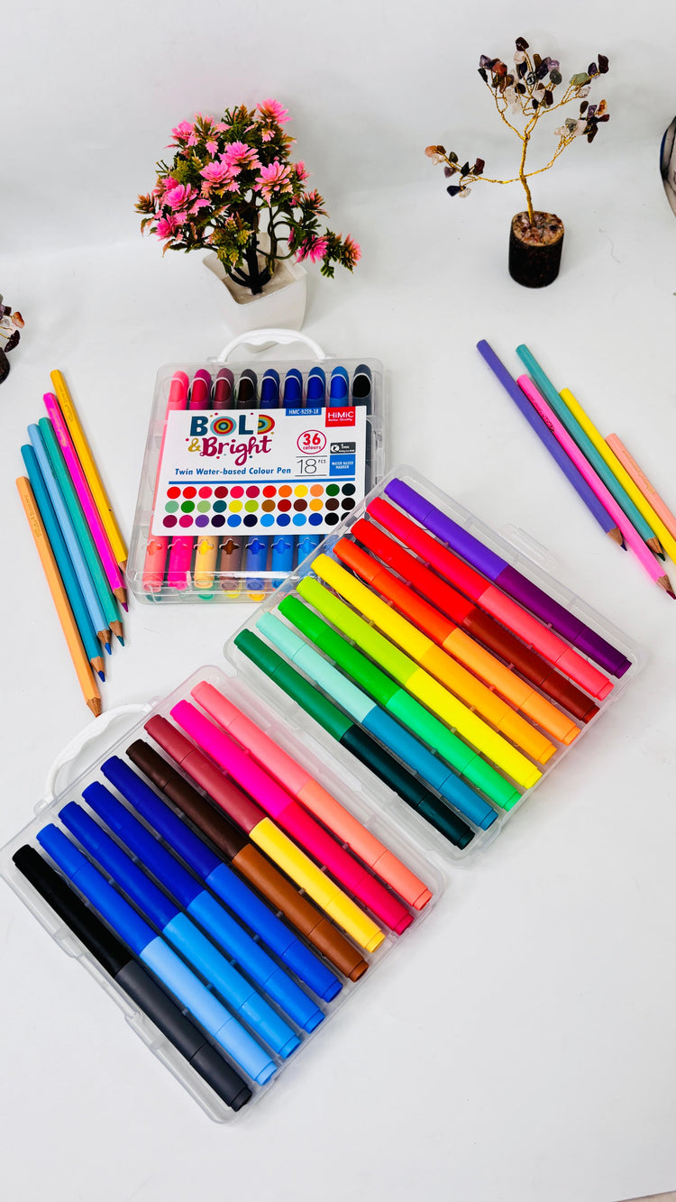 Bold & Bright Twin Water-Based Colour Pens-36 Colours