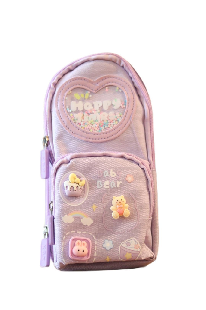 Cute Baby Bear Stationary Pencil Pouch-Purple