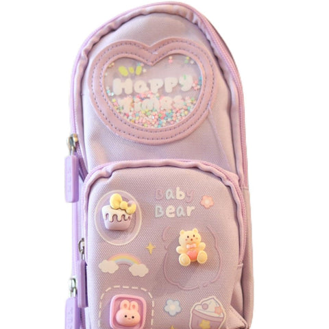 Cute Baby Bear Stationary Pencil Pouch-Purple