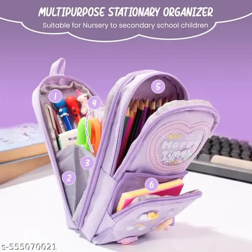 Cute Baby Bear Stationary Pencil Pouch-Purple